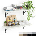 Kaboon 27 inch Long 10 inch Deep Floating Shelves for Wall Set of 2, Large Open Shelves Wall Mounted, Space Saving Home and Commercial Use, Sea Salt/Greyish White