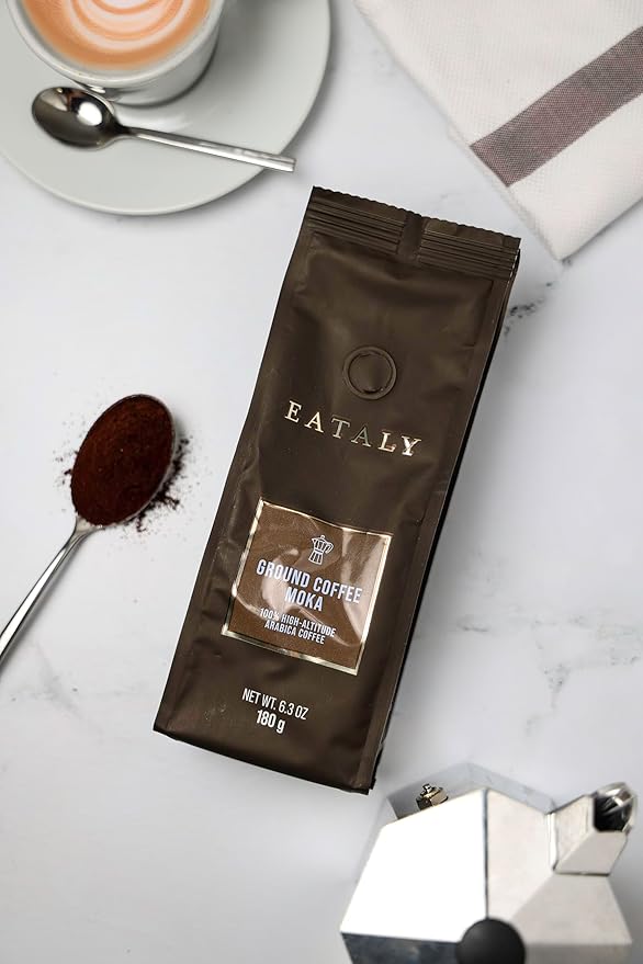 Eataly 100% High Altitude Arabica Macinato Moka Ground Coffee, 6.3 oz Bag, Pack of 1
