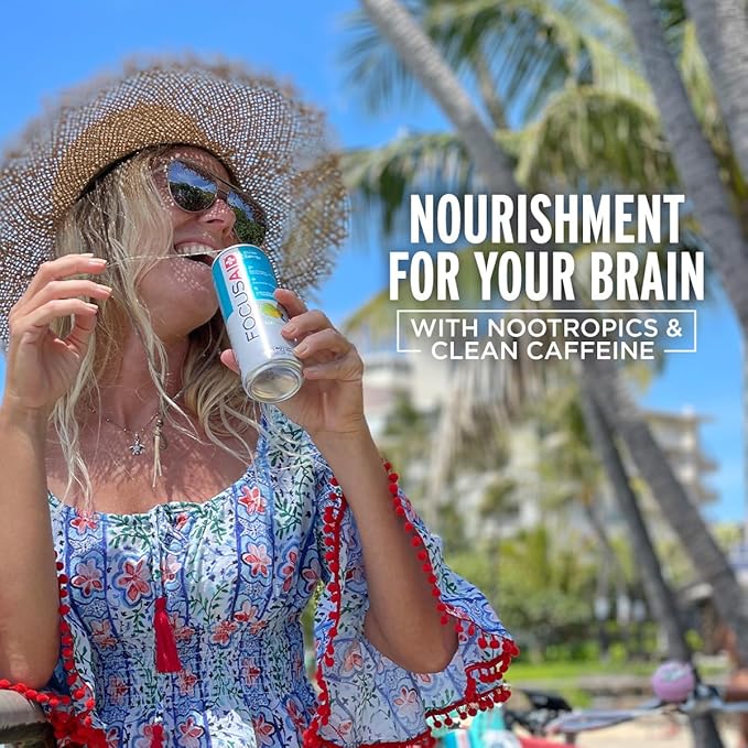 LIFEAID Energy Blend Nootropics Drink for Brain Fuel AlphaGPC GABA BComplex Yerba Mate Green Tea 100 Clean100mg Natural Caffeine 12oz. cans Pack , FOCUSAID, 12 Fl Oz (Pack of 4)