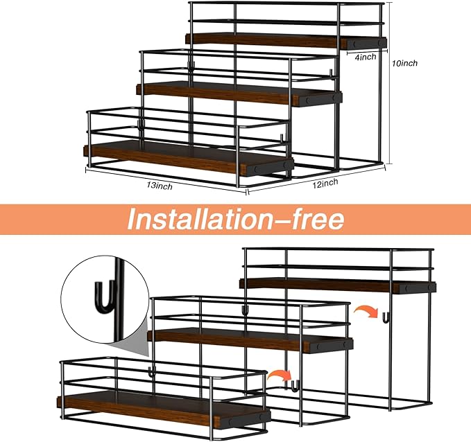 12 Bottle Coffee Syrup Organizer Rack, 3-Tier Syrup Holder Stand for Coffee Bar, Kitchen Countertop Storage Shelf for Wine, Liquor & Condiment Bottles Display