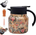 Vintage Floral Pattern Teapot – Built-In Infuser, 800ML/1000ML Heatproof Stainless Steel Teapot with Lid for Hot Drinks (Pink, 800ml-Plastic handle)