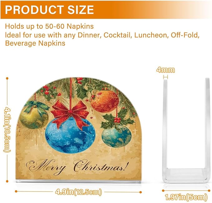 Retro Christmas Tree Napkin Holder for Table Paper Cocktail Napkin Holders for Kitchen Dinning Acrylic Dinner Napkin Dispenser for Dinner Home Decor Bar 2 Pack
