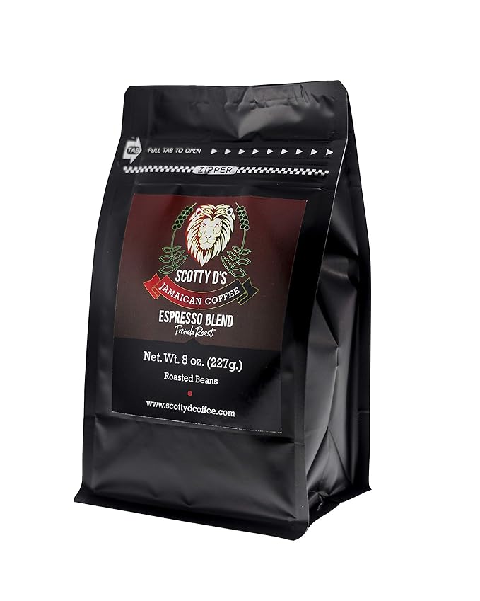 Scotty D's Jamaican Coffee "Espresso Lion" Blend-Jamaican Blue Mountain (French Roast)(Dark Roast) 8 oz.