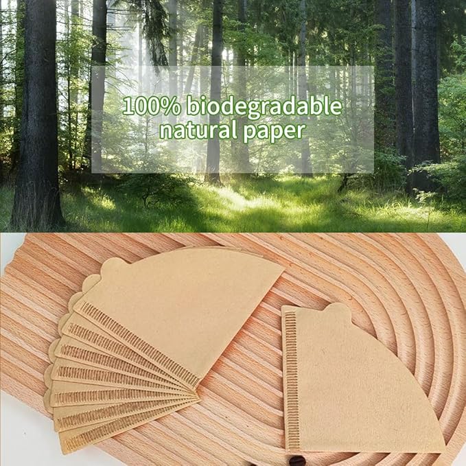 Coffee Filter, Size 02 Cone Coffee Filters Disposable, 100 Count Unbleached Natural Paper Filters 2-4 Cup for V60 For Pour Over Droppers and Drip Coffee Maker