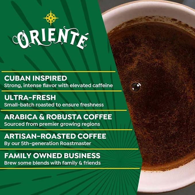 Oriente Sweetened Espresso with Cinnamon Coffee Pods, 36 ct, Dark Roast Flavored Cuban Inspired in Recyclable Single Serve Pods - 100% Arabica Coffee, Compatible with Keurig K Cups Maker