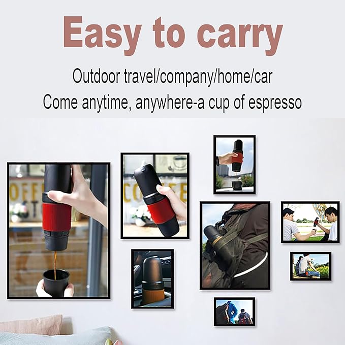 Portable Espresso Maker, 15 ATM High Pressure Extract, USB Rechargeable 2000mAh, Compact and Portable, Outdoor Travel/Home/Car, Red & Black