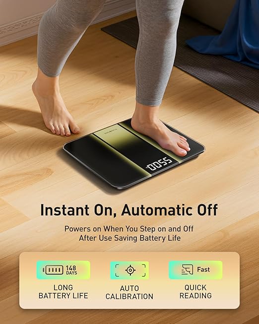 RunStar Scale for Body Weight 550lbs, 13-Inch Digital Bathroom Scale with Baby & Pet Mode, Extra-Large Bright LED Display, 8mm Tempered Glass for Accurate and Durable