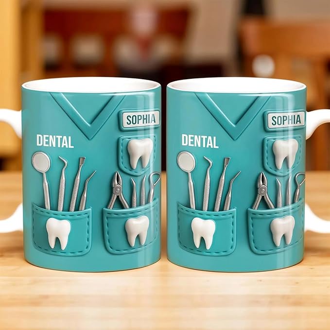 Personalized Dentist Mug, Dental Equipment Design Custom Coffee Cup, Gift For Dentists Or Dental Assistants, Graduation Gift For Dental Students, Dentistry Appreciation Present For Men And Women