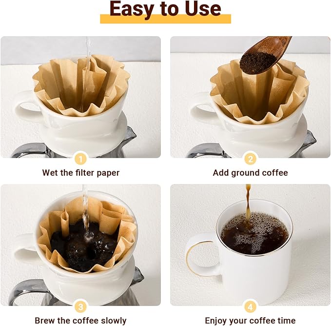 Segarty 150 Count Natural Unbleached Brown Paper Coffee Filters, 6.1inch 1-2 Cup Paper-made Disposable, Pour Over Maker Basket Dripper for Home, Office, Cafeteria Use, Suitable for Most Coffee Maker