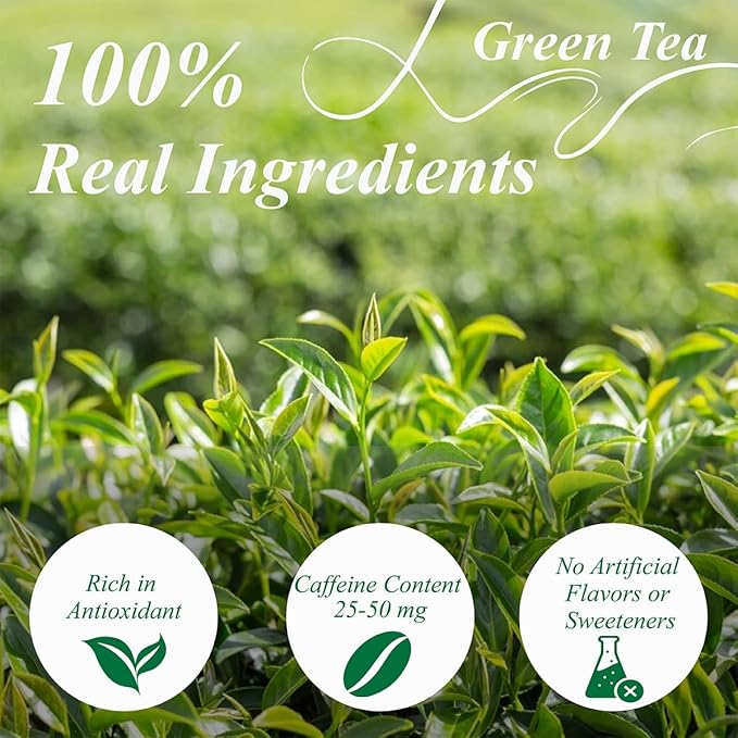 WT WEETEE Green Tea Bags, 100 Count Pure Green Tea, Super Antioxidant | Resealable Kraft Bag | Brew Hot or Iced