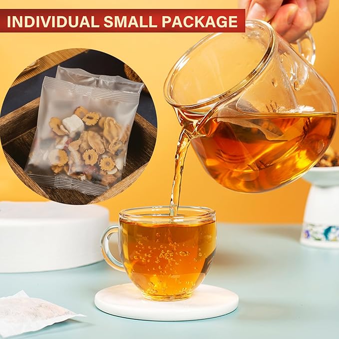 10 Bags Ginseng Ten Treasures Tea, Chinese Herbal Kidney Detox Tea for Men & Women, 10 Precious Ingredients Formula (260g,10 bags/Box)