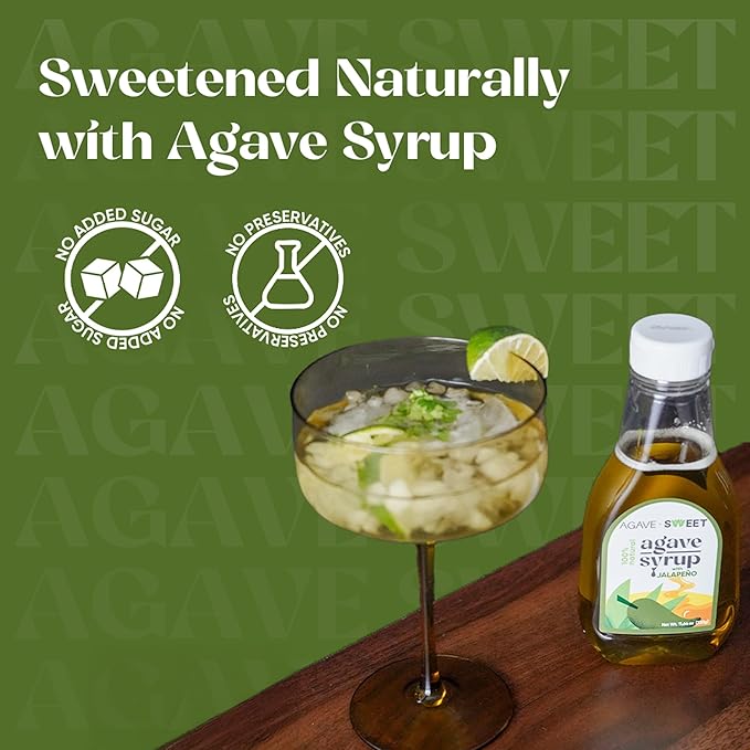 Agave Sweet – Jalapeño Infused Agave Syrup | Spicy Jalapeno for Cocktails | Vegan-Friendly Organic, 11.64 oz plastic bottle