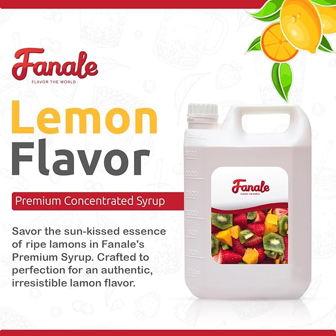 Fanale Premium Flavoring Concentrated Syrup for Bubble Tea 11 lb | Lemon Flavor Syrup | for Boba Tea, Smoothies, Slushes, Desserts | 11lb | SRP120