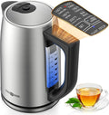 Electric Kettle Temperature Control, 1.7L Stainless Steel Tea Pot, Hot Water Boiler with LED Light,1500 Watts for Fast Heat Up, Strix Thermostat, Auto Shut-Off, Boil-Dry Protection, Keeping Warm