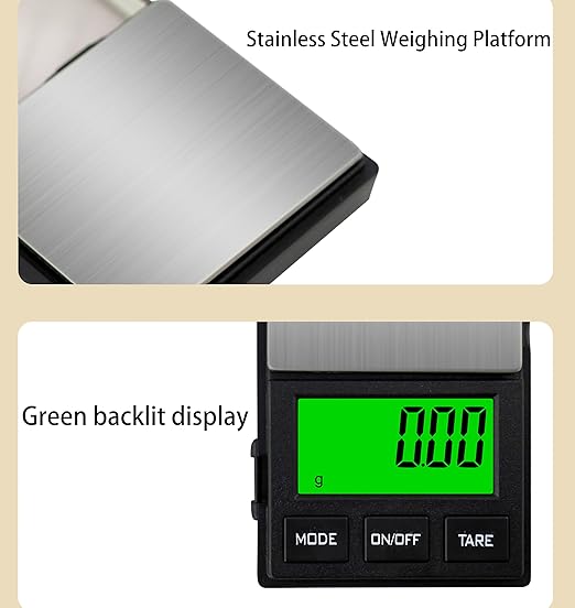 Digital Pocket Scale, Gram Scale 1000g x 0.01g, Food Scale, Jewelry Scale, Coffee Scale, Kitchen Scale for Powder, Medicine, Gold, Gem, Grams and Ounces Scale with Backlit LCD