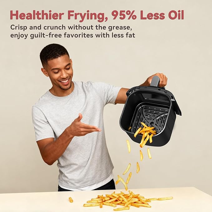6QT Air Fryer with Viewing Window, 12 Cooking Presets, 1700W Fast & Even Cooking, Max 400℉ Crisping, Bake, Roast, Reheat & Dehydrate, Large Nonstick Basket, Dishwasher Safe