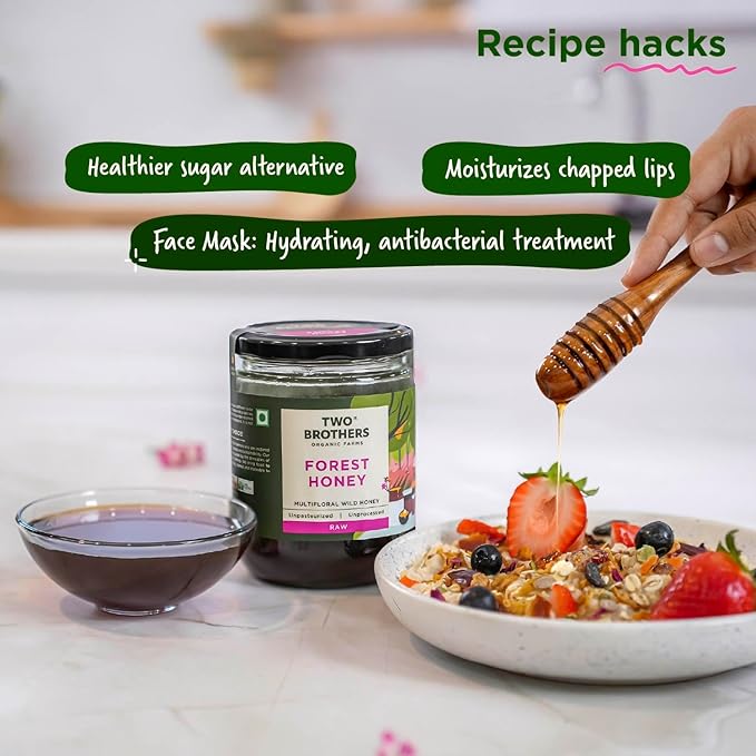 Forest Honey | Raw, Wild, Unfiltered & Unpasteurized | Multifloral Honey from Native Indian Bees | No Additives, Rich in Pollen 17.6 Oz from Two Brothers Organic Farms