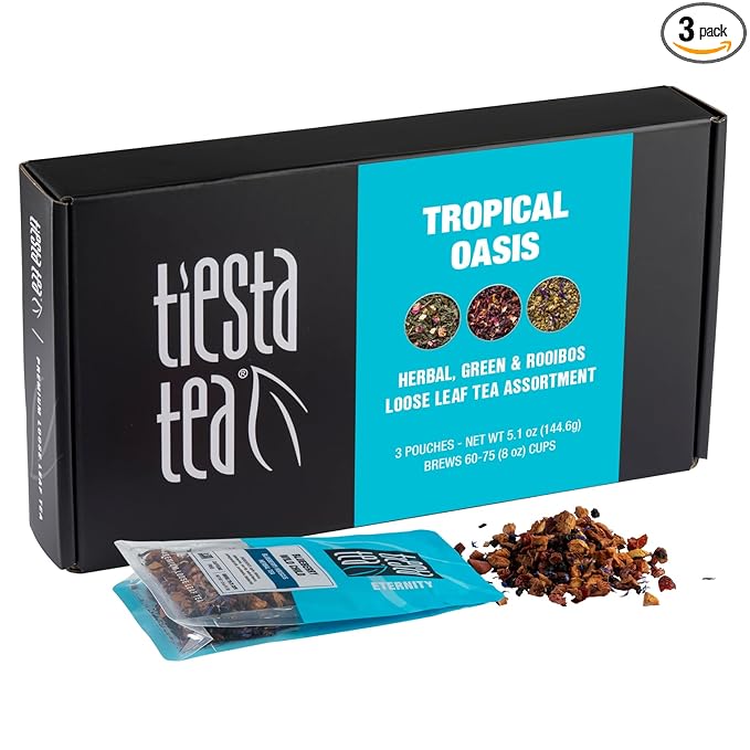 Tiesta Tea - Loose Leaf Fruity Tea Gift Box, Medium Caffeinated Assorted Blends, 3 Pouches for Hot & Iced Tea Variety Pack, Fruity Paradise, Blueberry Wild Child & Fireberry