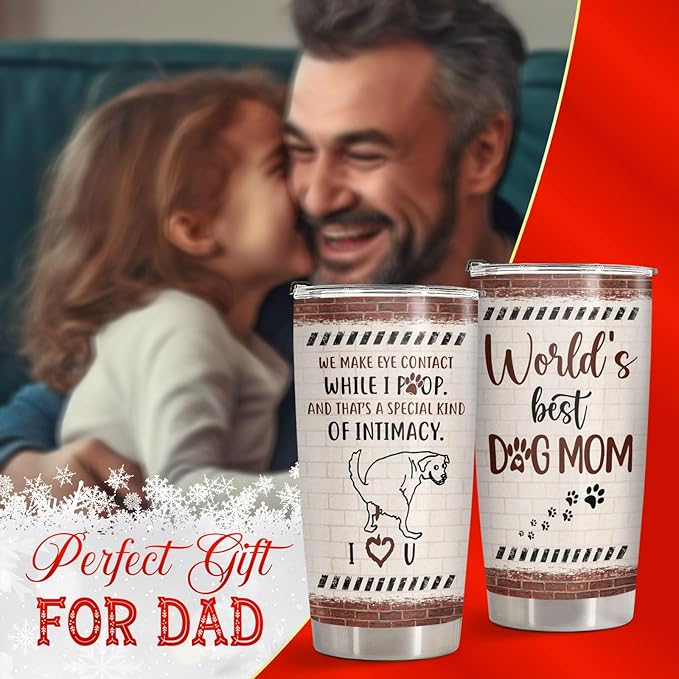 34HD Gifts for Women, Dog Mom Tumbler with Lid, 20oz Stainless Steel Vacuum Insulated Cup for Pet Lovers, Worlds Best Dog Mom Mug, Birthday Gifts for Pet Owner Christmas Gift