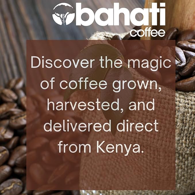 Kenya AA Grade Roasted Arabica Coffee Beans from Kenyan Highlands - 100% Pure Arabica Coffee Roasted Beans (Dark Roast Whole, 1 LB)