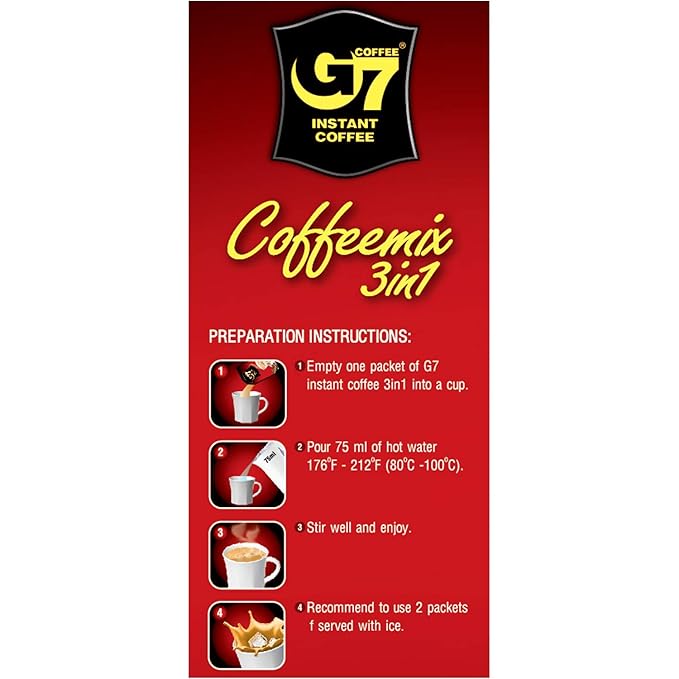 Trung Nguyen — G7 3 in 1 Instant Coffee — Roasted Ground Coffee Blend w/Non-dairy Creamer and Sugar — Strong and Bold — Instant Vietnamese Coffee | 100 Packets (3 Bags in a Pack)