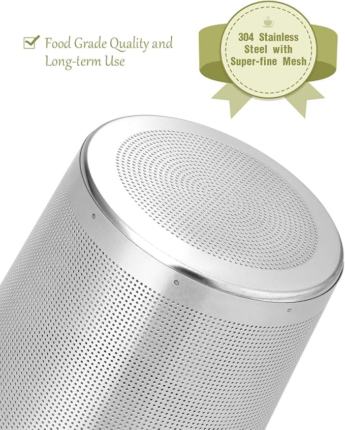 LHS Loose Leaf Tea Infuser, Tea Filter, Stainless Steel Infuser Basket, Extra Fine Mesh Tea Strainer for Loose Tea, Perfect Size Double Handles, Tea Infuser with Lid Fits Most Tea Pots, Mugs, Cups