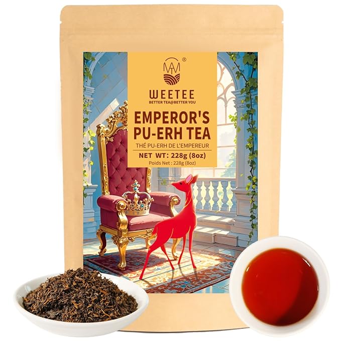WT WEETEE Emperor's Pu-erh Tea, 228g Puerh Loose Leaf Tea, Aged Fermented Chinese Yunnan Dark Tea, Deeply Aromatic • Smooth & Full-Bodied
