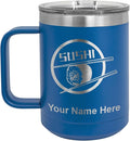 LaserGram 15oz Vacuum Insulated Coffee Mug, Sushi, Personalized Engraving Included (Dark Blue)