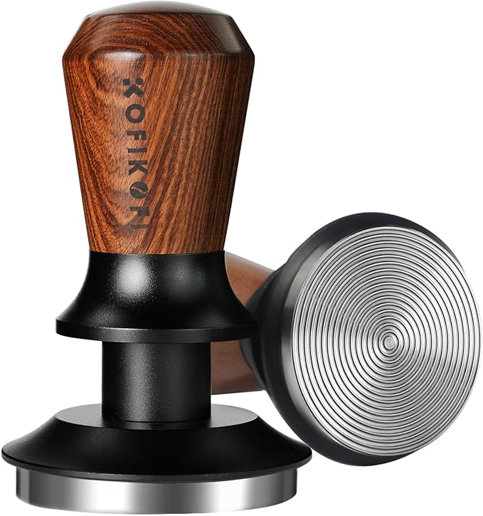 53.3mm Espresso Tamper, Coffee Tamper with Stainless Steel Ripple Base, Barista Espresso Coffee Tamper with 30lbs Spring Loaded and Rosewood Handle Fits for Breville Series 54mm Portafilter