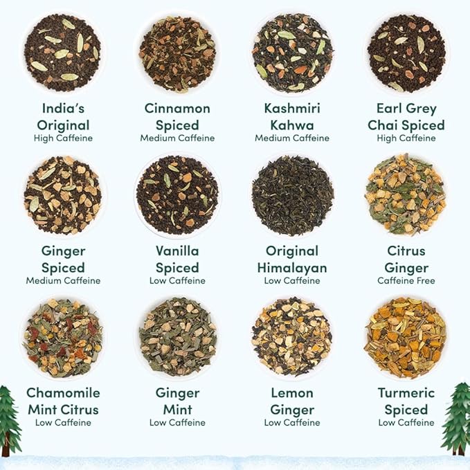 VAHDAM, Limited Edition Christmas Tea Gift Set | 24 Unique Loose Leaf Tea - Folding Holiday Gift Box | Christmas Presents For Women, Men and Adults