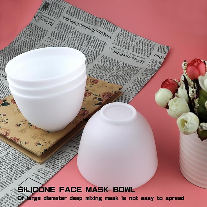4 Inch Diy Silicone Facial Mask Mixing Bowl, 4 PCS Home Use Microwavable Silicone Facial Mud Bowl for Facial Mask, Mud Mask and Other Skincare Products, Cosmetic Beauty Tool for Home Salon,White