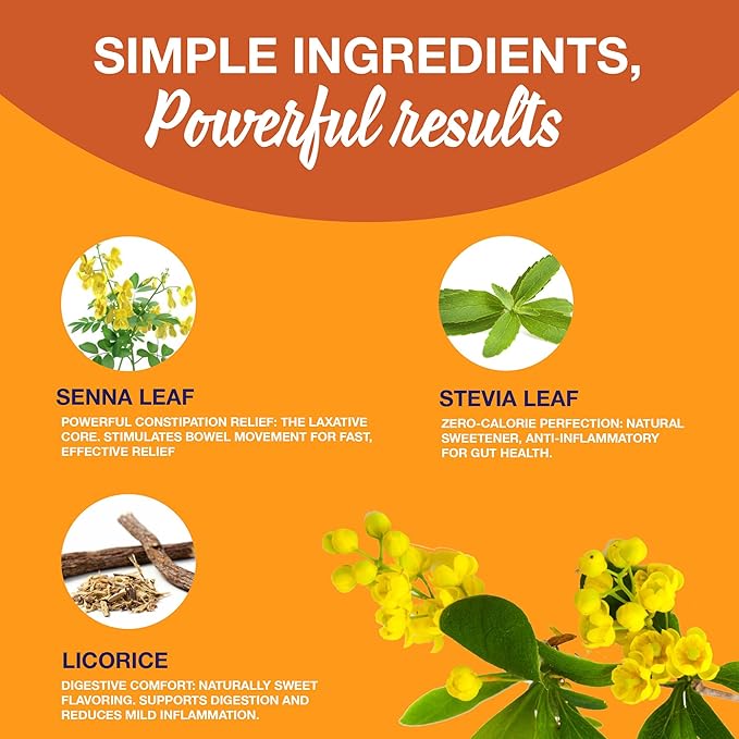 Puvi Care Senna Laxative Tea, Smooth Move Tea for Constipation Relief, Digestive Support, Reducing Discomfort & Bloating | Non-GMO, Sugar-Free, Gluten Free, Daily Wellness | 20 Tea Bags