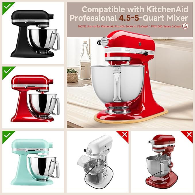 Mixer Slider Compatible with 4.5-5 QT Kitchen Aid Stand Mixers, Kitchen Countertop Storage Mover Sliding Caddy Mixer Slider Mat for Kitchen Aid Stand Mixer Accessories Attachment with Footwell
