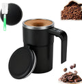 2026 New 13 oz Electric Coffee Mug with a Built-in LCD Thermometer, Electric Coffee Mug with Thermometer,Rechargeable Self Stirring Mug, Innovative Coffee Accessory for Coffees, Milk, Cocoa (Black)