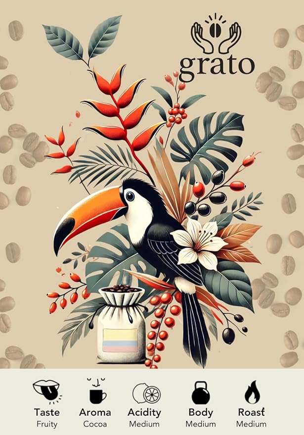 Grato Single Origin Colombian Ground Coffee: Medium Roast with Jasmine, Lime & Ripe Fruits - Cupping Score +90