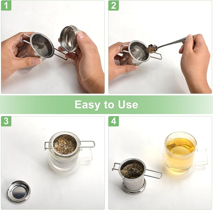 Numola Large Tea Infuser - Stainless Steel Loose Leaf Tea Steeper with Heat Resistant Double Handles, Tea Strainer & Tea Ball for Mugs, Cups & Teapots - Perfect for Home, Office, Coffee