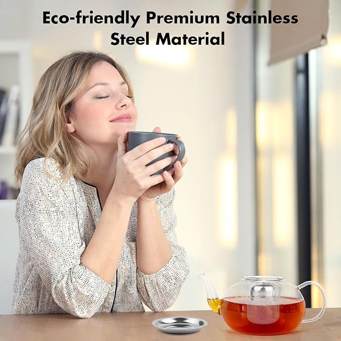 Tea Infuser for Loose Leaf Tea, Extra Fine Mesh Tea Strainers, 304 Stainless Steel & Updated Slim Threaded Lid, Loose Leaf Tea Steeper for Brew Tea, Spices, Rooibos