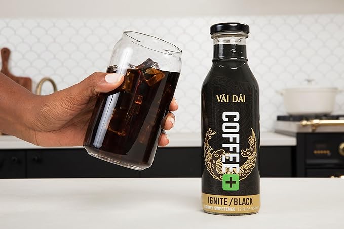Vai Dai Coffee Black 12-pack, Lightly Sweetened, Ready-to-Drink, Functional, Adaptogens & Nootropics for Energy, Focus & Mental Clarity, with Lion’s Mane, Ashwagandha, Mushrooms & Cordyceps, Gluten-Free, Non-GMO. VaiDai