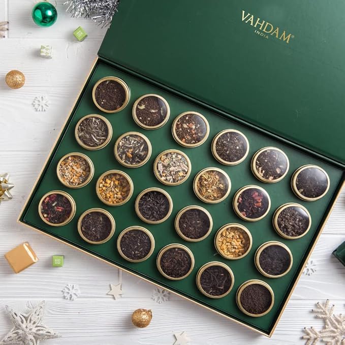 VAHDAM, Luxury Tea Gift Set | 24 Unique Loose Leaf Teas in Tin Caddies - Premium Tea Gift Box | Christmas Gifts for Women & Men
