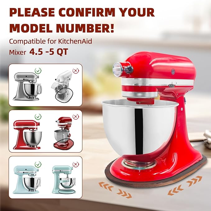 Mixer Slider Compatible with 4.5-5 QT Kitchen Aid Stand Mixers, Kitchen Countertop Storage Mover Sliding Caddy Mixer Slider Mat for Kitchen Aid Stand Mixer Accessories Attachment (Pine Wood - Brown)