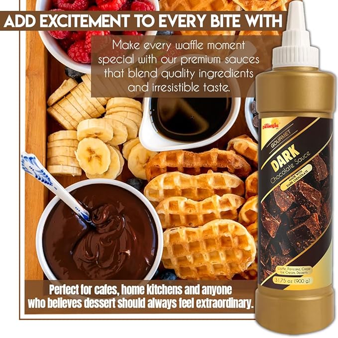 Gulluoglu Topping Sauce – Dark Chocolate Dessert Sauce, 30.42 fl oz 900g | Squueze Bottle | Perfect for Ice Cream, Cakes & Coffee, Topping (3 pack, Dark Chocolate)