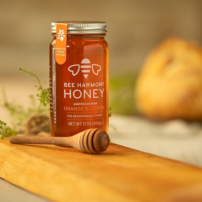 Bee Harmony American Raw Orange Blossom Honey, 12 Ounce