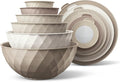 COOK WITH COLOR Mixing Bowls with Lids - 12 Piece Plastic Nesting Bowls Set includes 6 Prep Bowls and 6 Lids, Diamond Design - Microwave Safe, Brown