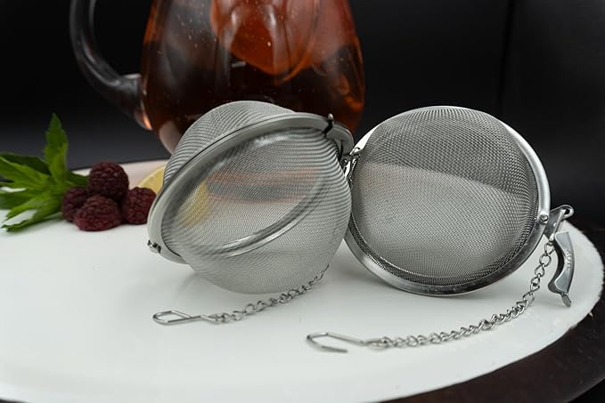 3 Inch Tea Ball Infuser – 2 PCS Stainless Steel Mesh Strainer for Loose Leaf Tea, Spices, Herbs – Reusable Tea Steeper – Dishwasher Safe – Metal Tea Filter