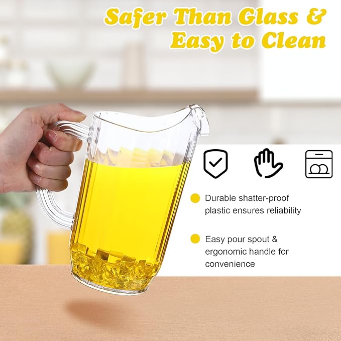 3 Pcs Small Beer Pitchers 45 Ounce Restaurant Pitchers Clear Restaurant Pitcher Jug Large Water Jug Carafe Serve Milk Tea Juice Drink for Parties Container Dispenser Beer Jar(Classic)