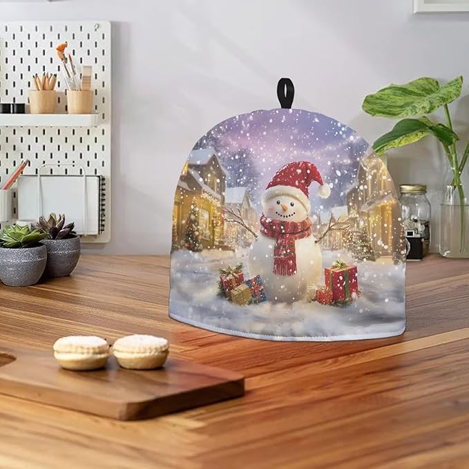 Snowflake and Snowman Tea Cozy for Teapot Tea Insulated for Women Thick Tea Cozies Keep Warming Teapot Dust Protector Fashion Kitchen Accessories for Housewife Teapot Cover