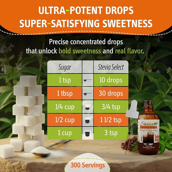 Stevia Select Root Beer Flavored Liquid Stevia – Zero Calorie Coffee, Tea, Drink & Baking Sweetener, All-Natural, No Erythritol, Keto-Friendly Sugar Alternative, 300 Servings – 2 Oz (1 Pack)