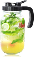 Mason Jars Pitcher 1 Quart Glass Breastmilk Pitcher With Pour Lid For Fridge 32 Oz Wide Mouth Water Jugs With Top Flip Cap & Pour Spout For Cold Brew Coffee,Sun Tea,Juice Airtight Storage & Leakproof