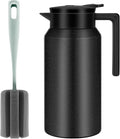 ShineMe Thermal Coffee Carafe, 40oz(1.2L) Stainless Steel Coffee Carafe for Keeping Hot Liquids, Travel Size Insulated Thermal Carafes for Coffee, Tea, Water, Beverage Dispenser(Black)
