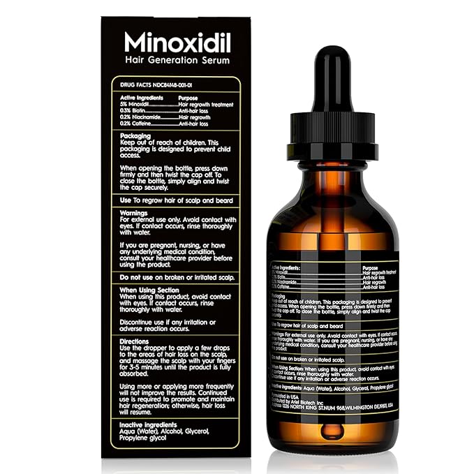 5% Minoxidil Hair Growth Oil for Men & Women - Extra Strength Regrowth Serum, Topical Hair Loss Treatment Serum, Thicker, Healthier Hair & Beard Growth, 2.11 oz
